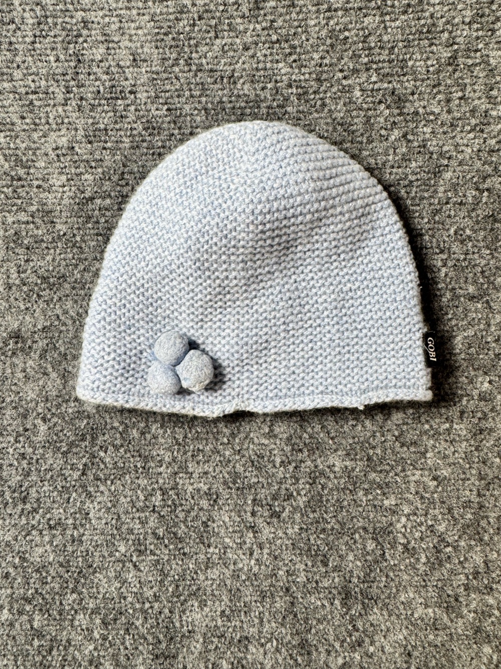 Gobi Light Blue Knit Kids Beanie with Pom Accent